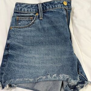 Denim Frayed Hem Shorts